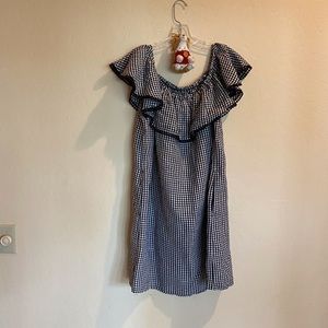 New Tommy Bahama B/W Gingham OTS Ruffle Dress